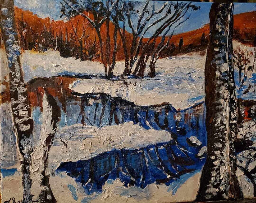 Snowy River Acrylic Painting